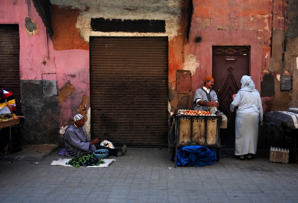 Food-sellers in Marrakech, Morocco - Image by Kristian Bertel